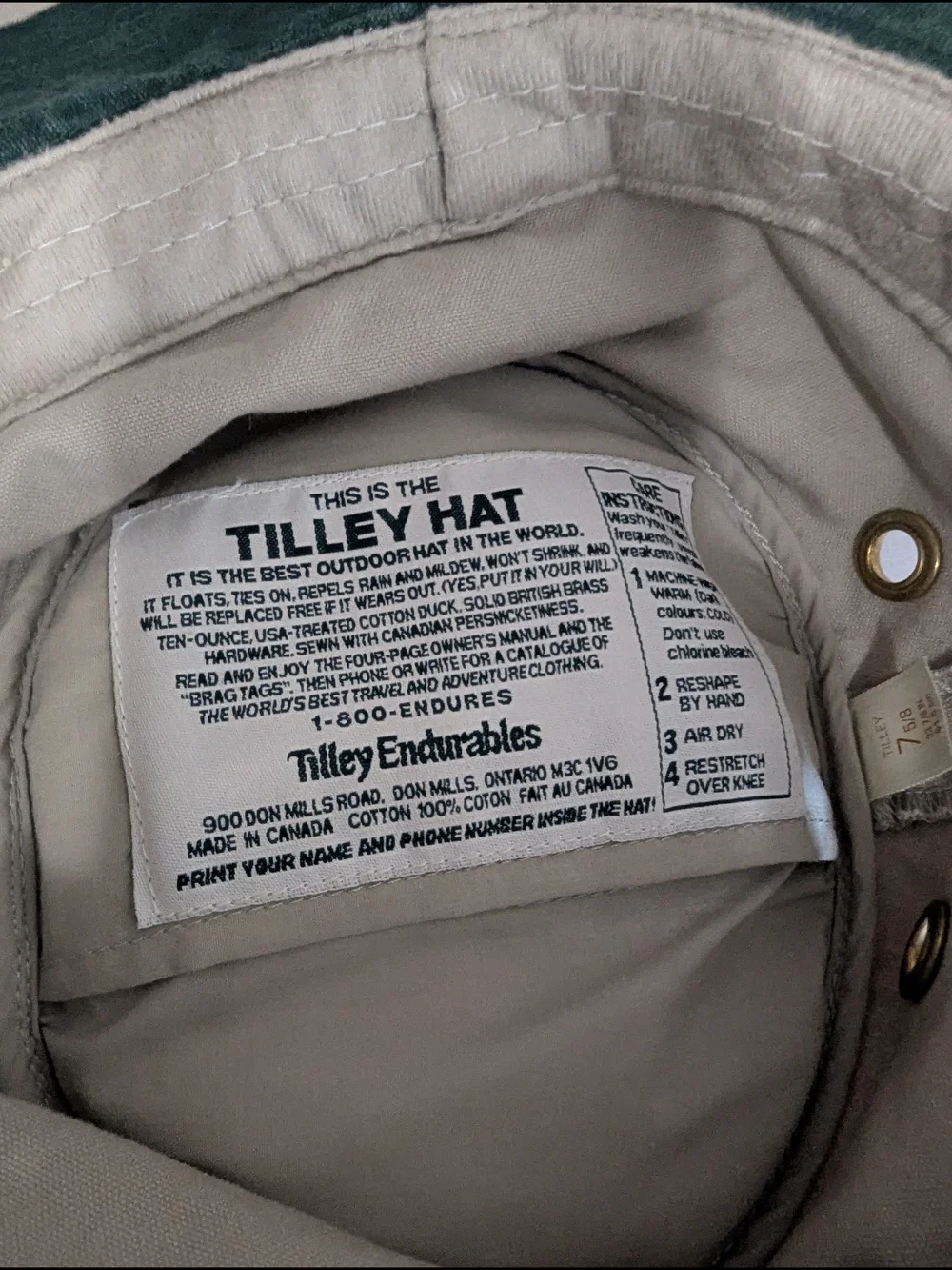 Tilley Endurables T3 Outdoor Hat Size 7 5/8 61.5cm Cotton Made Canada Beige